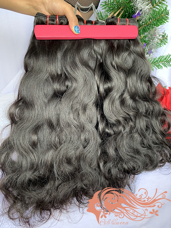 Csqueen Raw Light Wave 3 Bundles with 4 * 4 Transparent Lace Closure Unprocessed hair